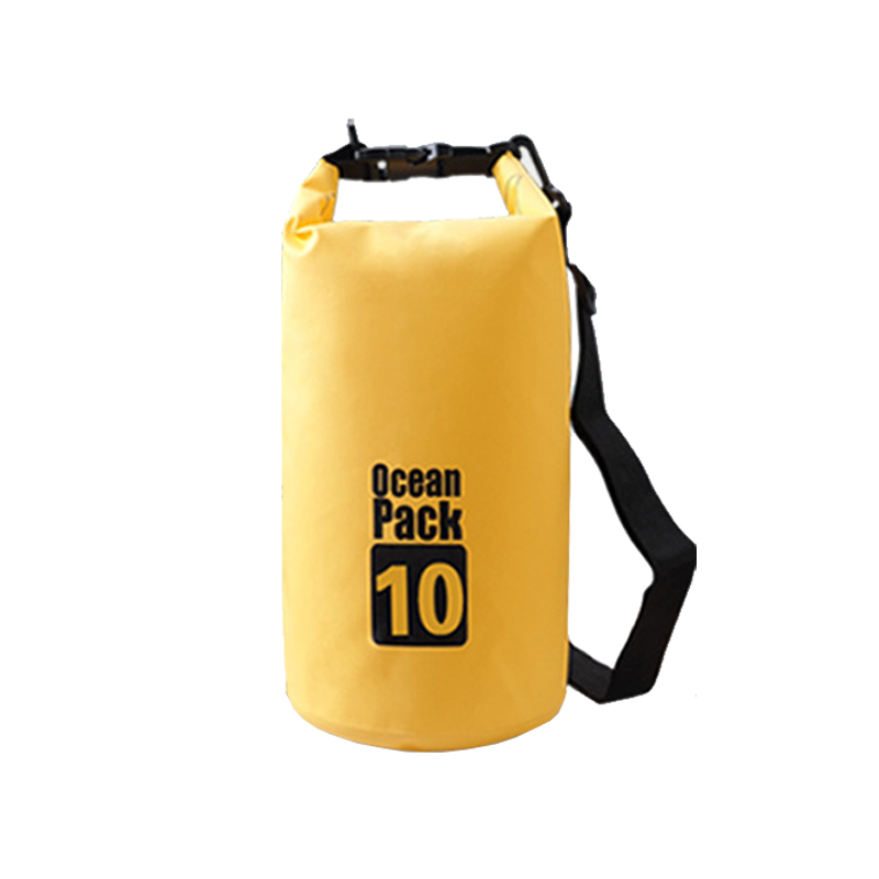 10l udendørs vandtæt taske camping trekking tør uigennemtrængelig rygsæk svømning strandcykel tilbehør havpakke vandafvisende: Gul