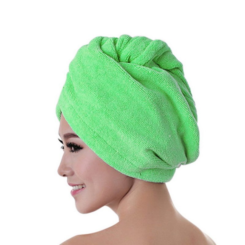 Femmes filles dame cheveux serviette cheveux Turban microfibre séchage rapide Salon serviette salle de bain accessoires enveloppé cheveux chapeau chapeau: green