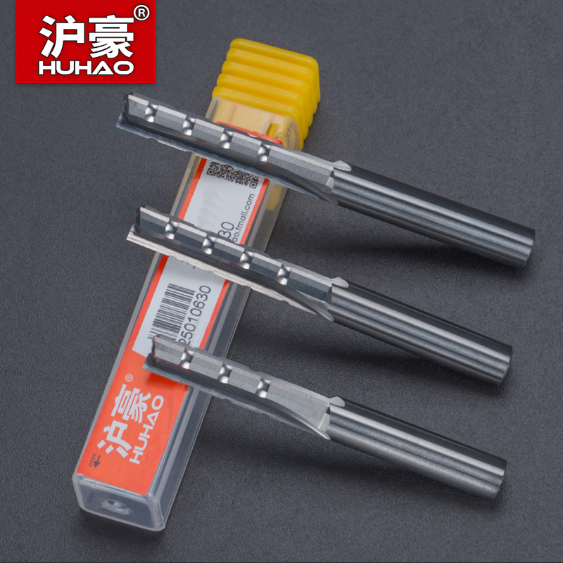 HUHAO Straight Milling Cutter Wood Router Cutters 3 Flutes Carbide End Mill CNC Slotting Trimming Router Bit Woodworking Tools