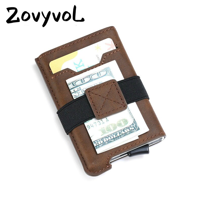 ZOVYVOL RFID Credit Card Holder Automatic Pouch for Credit Card Men And Women Unisex ID Case PU Leather Wallets