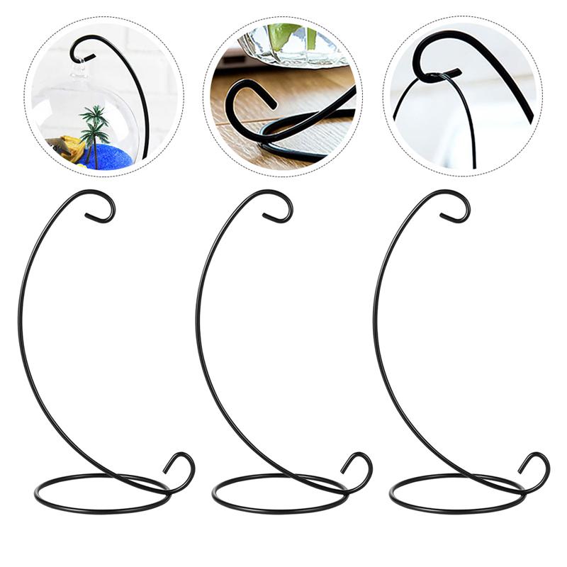 3pcs Ornament Display Stands Air Plant Display Stand Iron Hanging Stand Air Plant Hanging Bottle Iron Hanger Suspension Bracket