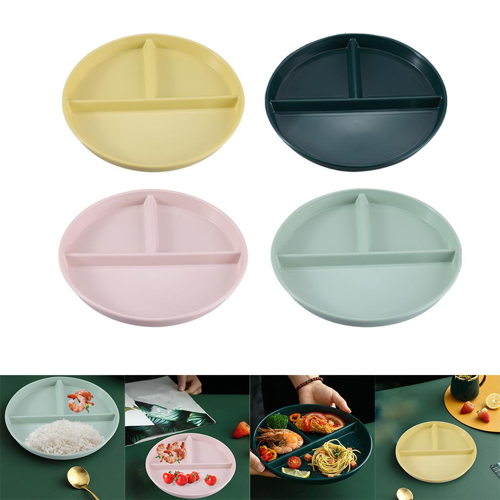 Divided Plates, 3 Section Reusable Leakproof Tray Plates for Dinner Lunch Home Baby Kids