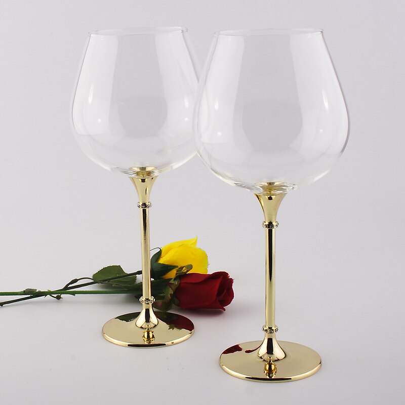 Oh Trend 680ml Hochzeit Weingläser Becher Stainess Stahl Kristall Diamant Stehen Wein Glas Gravierte Küche Glas Bar Klar tasse