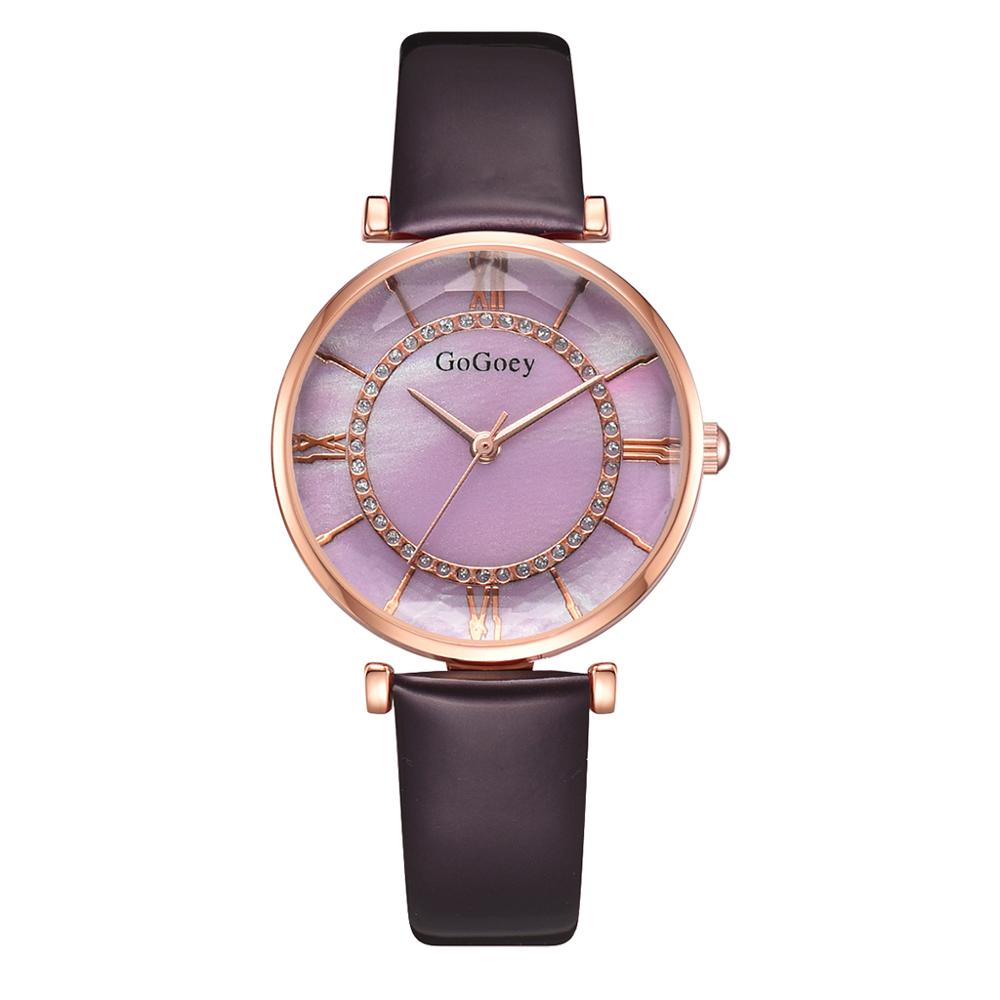 Luxe dameshorloge met leren band, unieke, eenvoudige horloges, casual sporthorloges, quartzhorloges, dameshorloges: Paars 