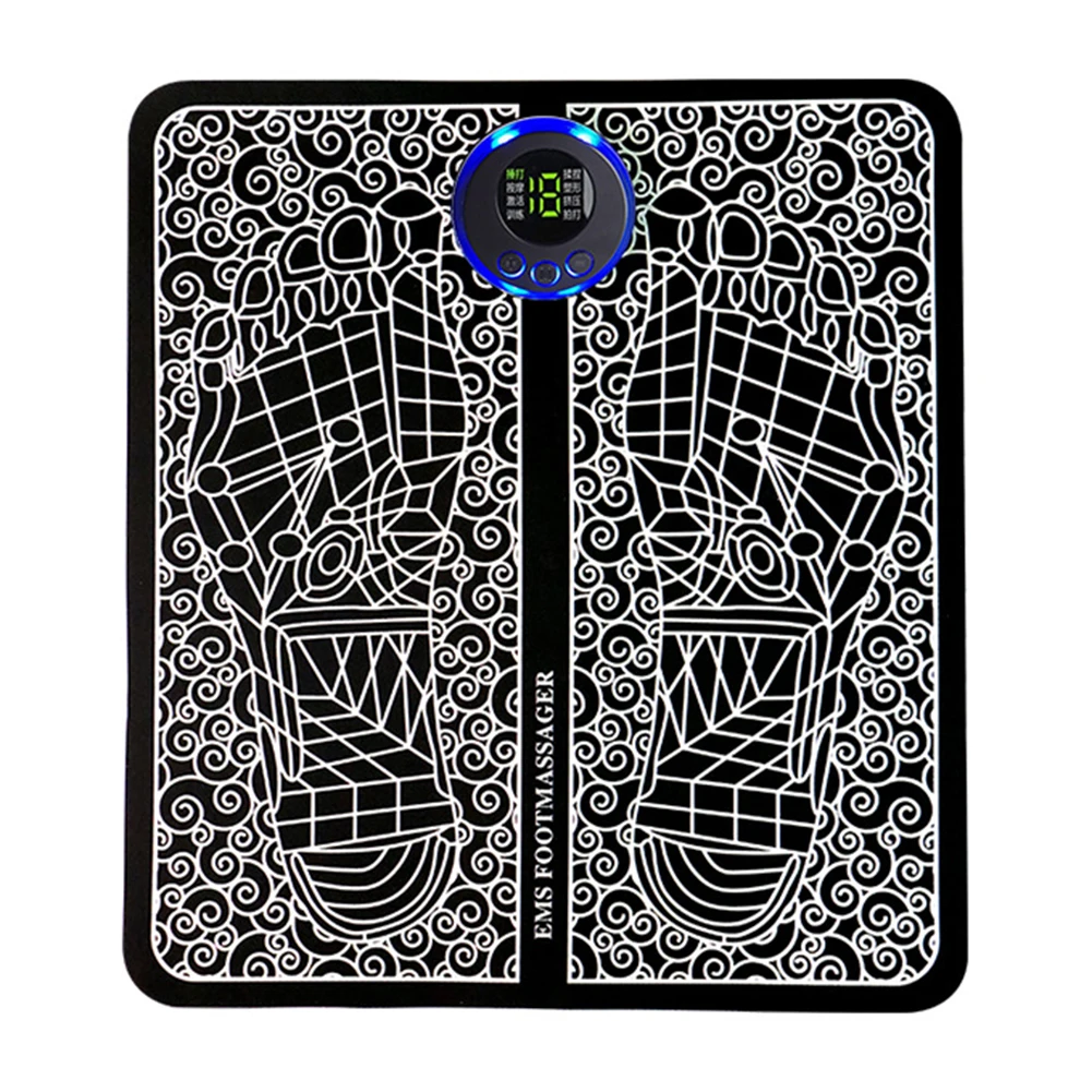 Tappetino per massaggio EMS 8 modalità Massaggiatore per la circolazione del piede Stimolatore muscolare delle gambe ricaricabile tramite USB Telecomando per rilassare i piedi e le gambe: Default Title