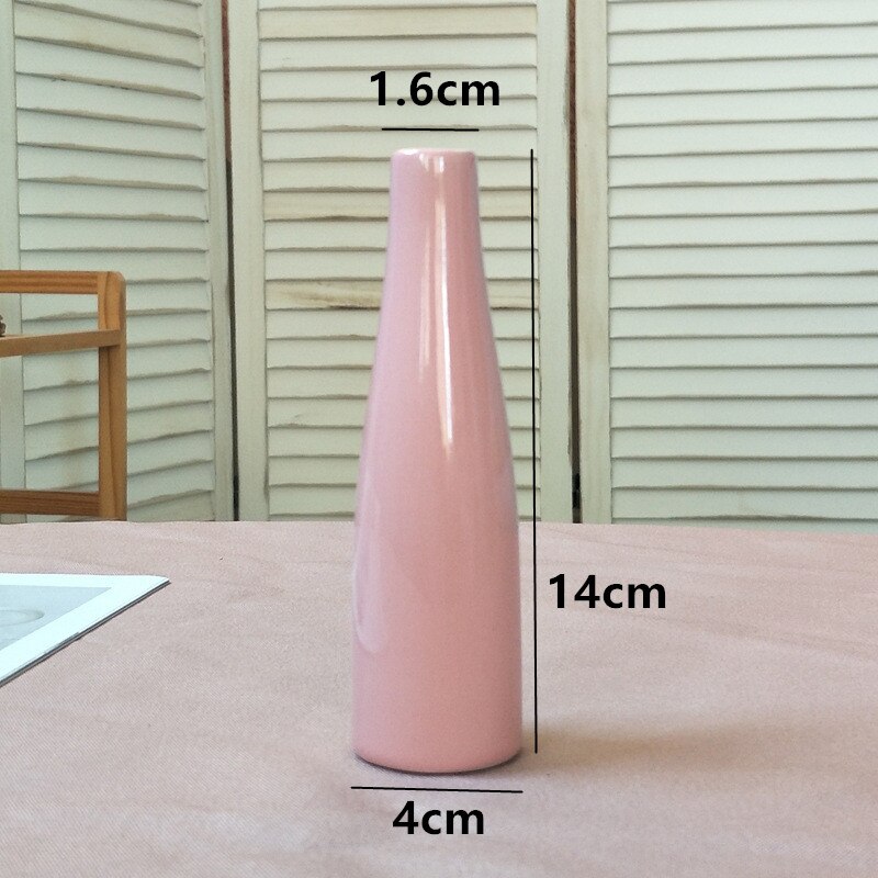 1pc Mini Ceramic Vase Desktop Small Flower Arrangement Living Room Bedroom Hydroponic Porcelain Bottle Home Decor: Pink