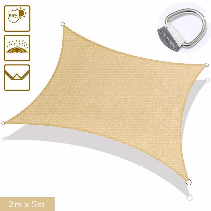 Impermeable anti-UV triángulo cuadrilateral refugio solar toldo vela sombrilla lona para jardín playa Camping al aire libre: Yellow 2mx5m