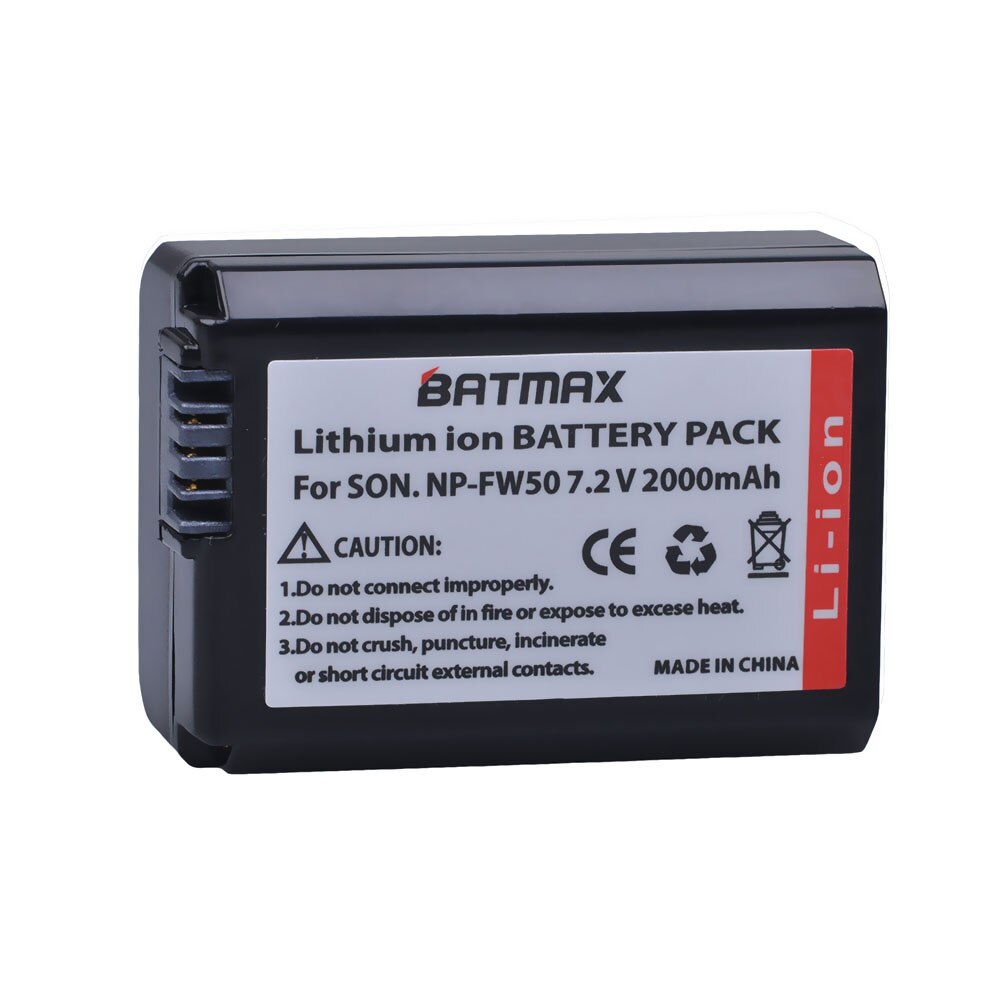 Batmax 2000mAh für Sony NP-FW50 Batterie + LED Dual Ladegerät für Sony a37 eine 7 7R II 7S a7S a7R II a6000 a6400 NEX-7 DSC-RX10 ZV-E10L: 1 battery