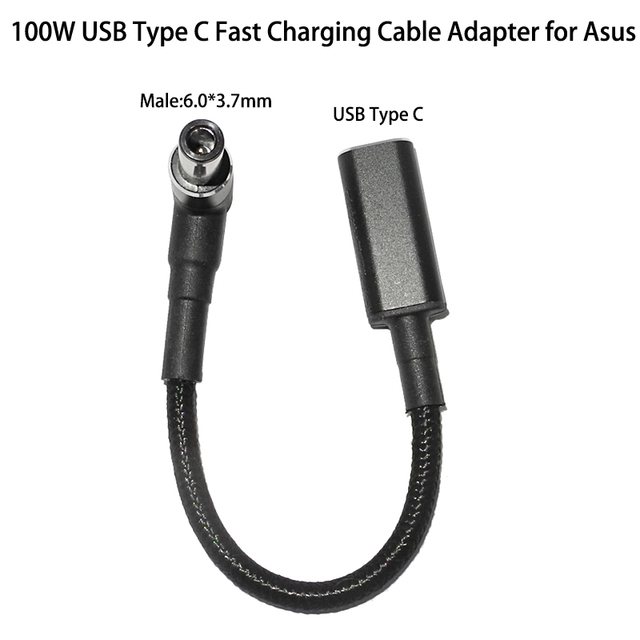 100W USB C Schnelle Lade Kabel für Asus Laptop PC Typ C Weibliche zu 6.0*3,7mm stecker Adapter Stecker Notebook Ladegerät: WEISS