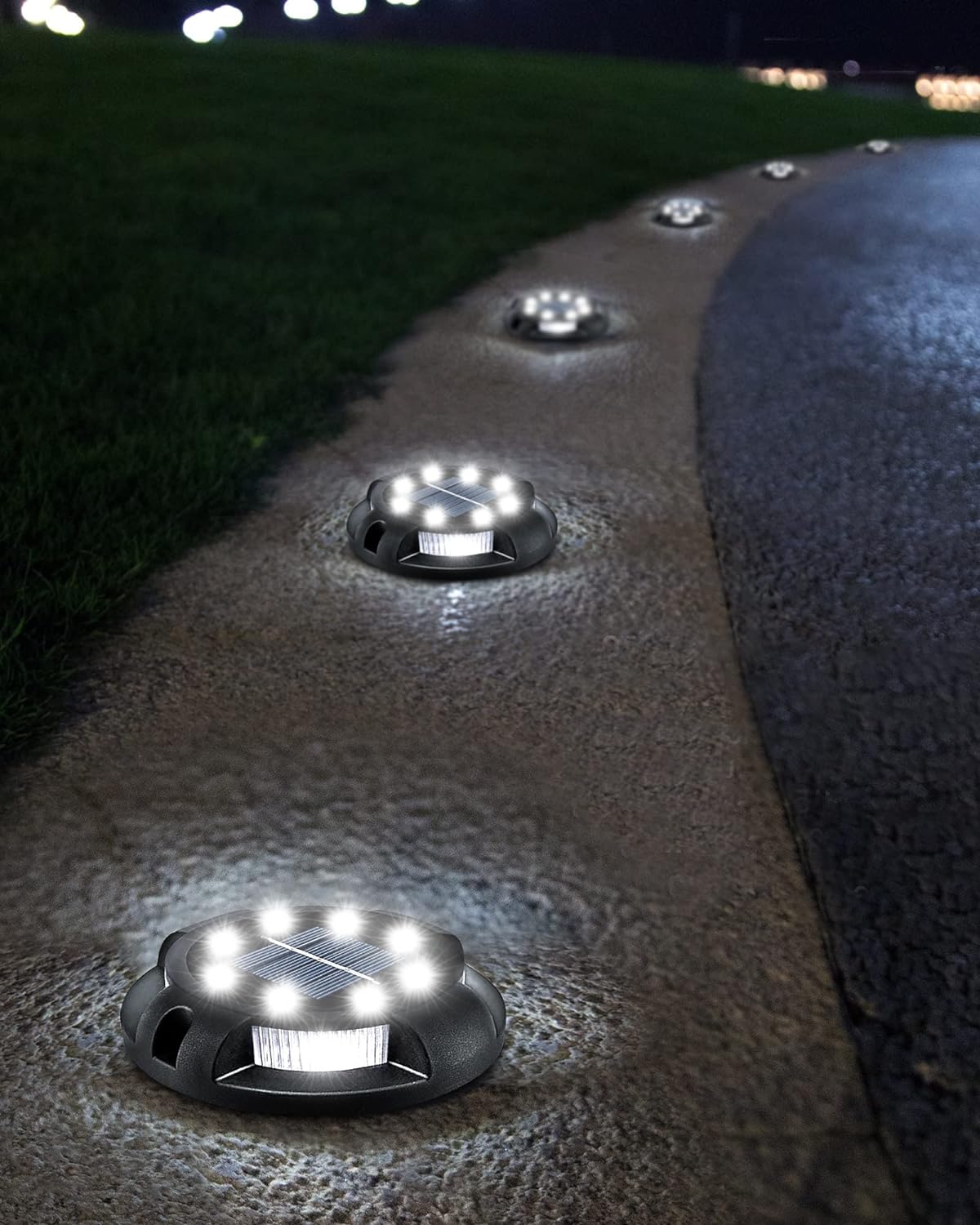 Luces solares para el suelo, decoraciones para exteriores, luces solares de jardín de 12 LED impermeables, luces de disco solares para patio, camino, césped, Patio: RGB / 51-60 W