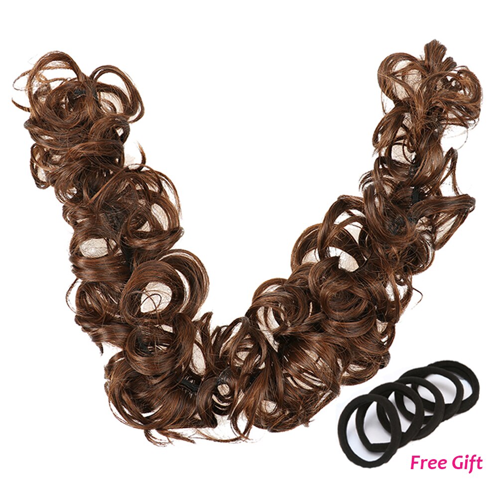 Elastic Rubber Band Curly Chignon Updo Cover Hair Bun Chignon Hair Synthetic Hairpiece Twining Ponytail Hair Extensions