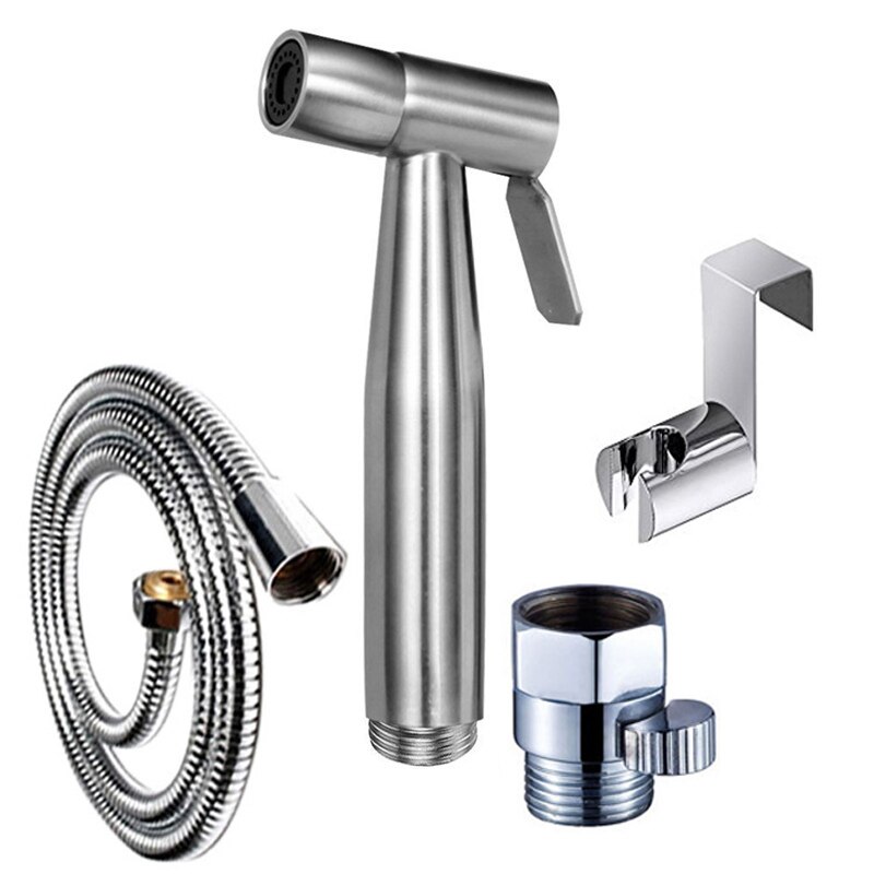 Wetips stål håndholdt hygiejnisk bruser bærbar toilet vandsprøjte toilet bidet mixer bidet hoved hygiejnisk bruser bidet vandhane: Bidet sæt 7