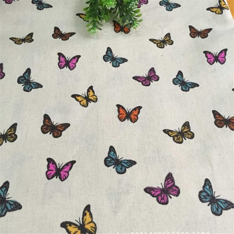 Butterfly Printed Canvas Fabric Cotton Linen Sewing Fabric DIY Patchwork Quilting Material Telas Sewing Cloth For Crafts Textile