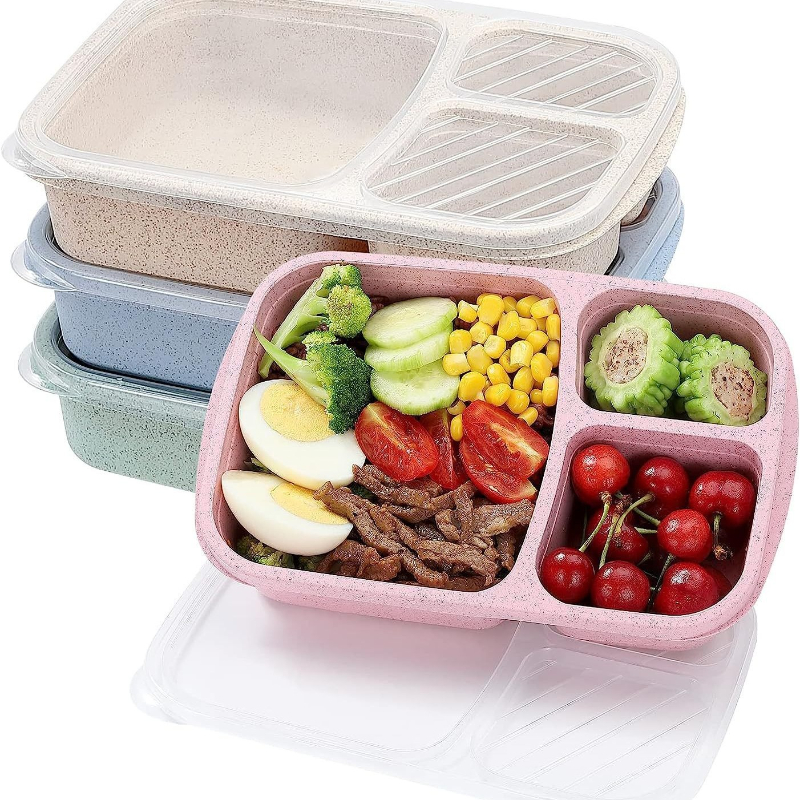 Wheat Straw Lunch Box Portable Bento Box With Compartment Picnic Bento Box Fruit Container Microwave Oven Dinnerware for Student