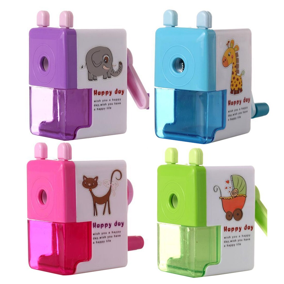 Sacapuntas rotativo con vibración manual, afilador de lápices de dibujos animados, cortador de lápices para útiles escolares para niños, papelería de oficina