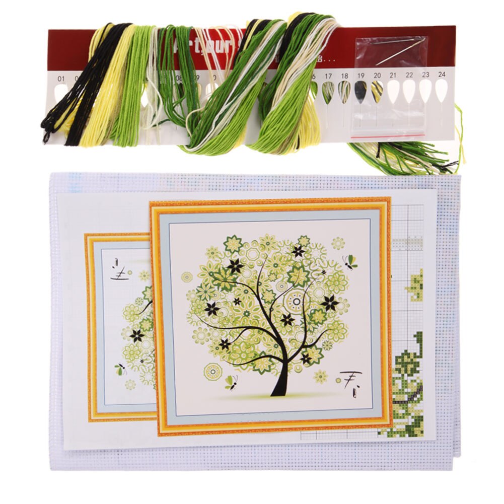 DIY Four Seasons Tree Cross Stitch Kit Counted Embroidery Spring Summer Autumn Winter Home Decorative