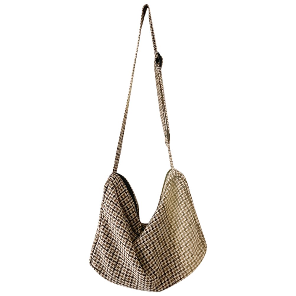 Simplesmente peito saco na moda xadrez topo-alça de viagem lona houndstooth ombro pequenas bolsas para mulher 2020: Marrom