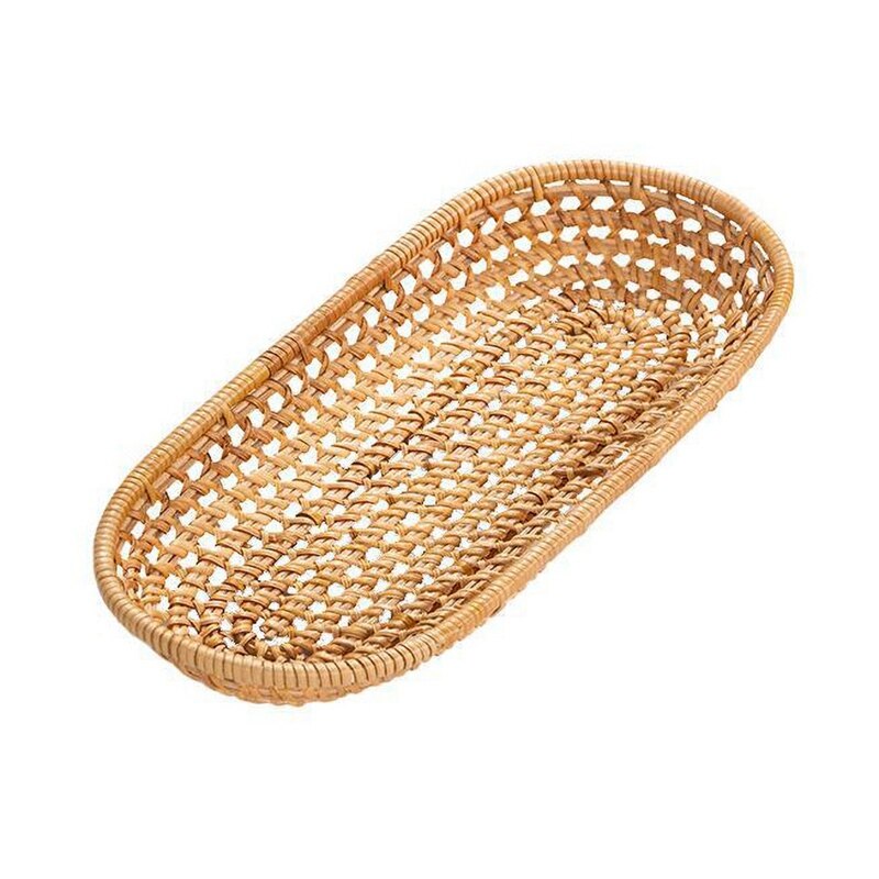 Rotan Opbergvak Ronde Ovale Mand Hand Geweven Rieten Lade Brood Mand Fruit Ontbijt Display Plaat Keuken Gereedschap