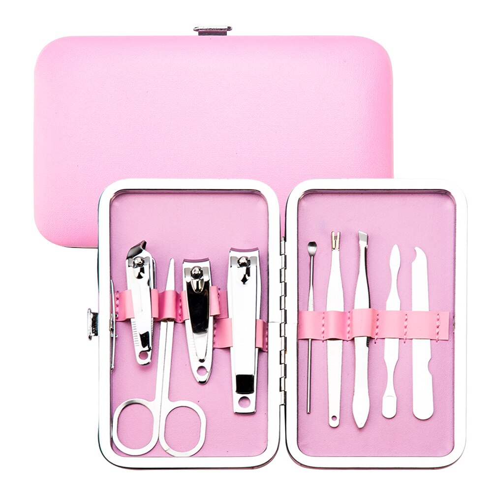 Tijeras de acero inoxidable para cutículas, herramientas de manicura pedicura, Tijera para piel muerta cortauñas Nail Art, 1 ud.: PINK SET