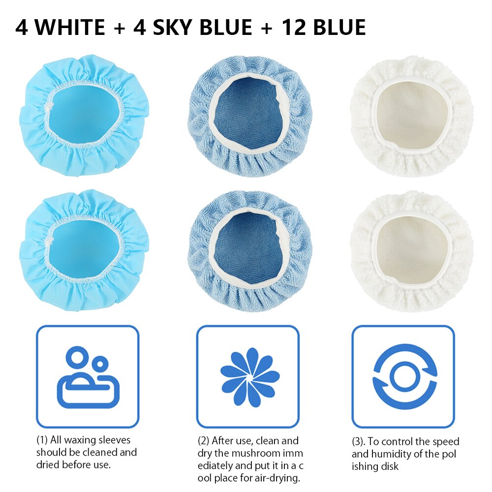 Car Polishing Bonnet Buffer Pad Microfiber Bonnet Polisher Pad Cover for Car Paint Care 5-6" 9-10" 2 Sizes