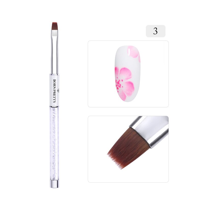 BORN PRETTY-brocha de pintura de uñas, delineador de Gel UV, pincel acrílico para uñas, bolígrafo dibujo artístico para mezcla de rayas: BP-03