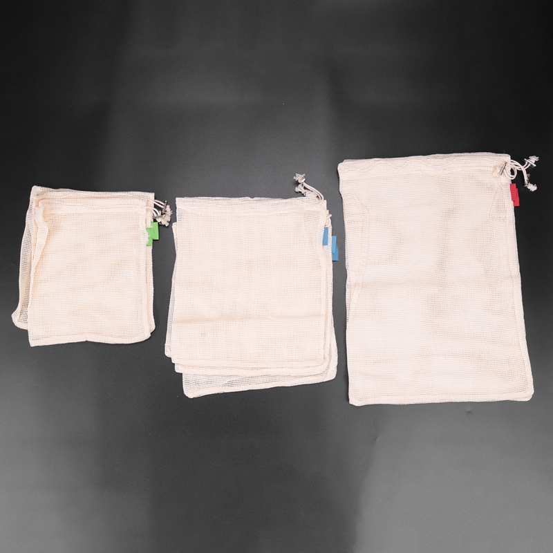 Reusable Produce Bags, Organic Cotton Mesh Vegetable Bags, Washable Durable Recyclable Packaging Bags With Drawstring, For Stora