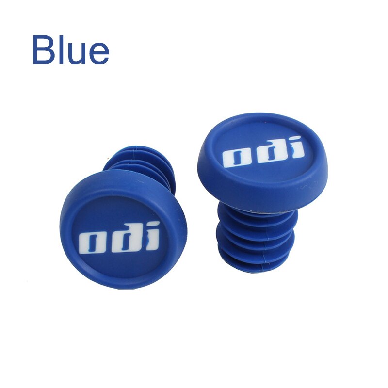 ODI – poignées de vélo antidérapantes en Silicone, pour vtt, guidon, avec bouchon d'extrémité de barre en caoutchouc, accessoires pour vélo de descente XC/AM: Blue-1Pair-cover