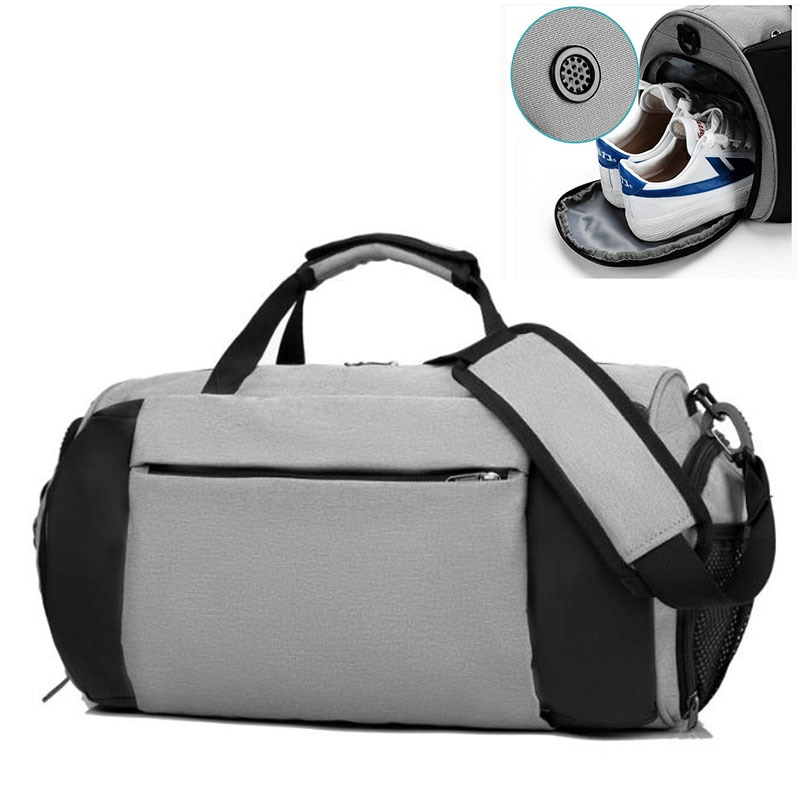 Lichtgewicht Sport Sporttas Met Droog Pocket Travel Dufeel Tas Met Schoen Compartiment Voor Mannen Nylon Fitness Tas Voor Vrouwen zwart