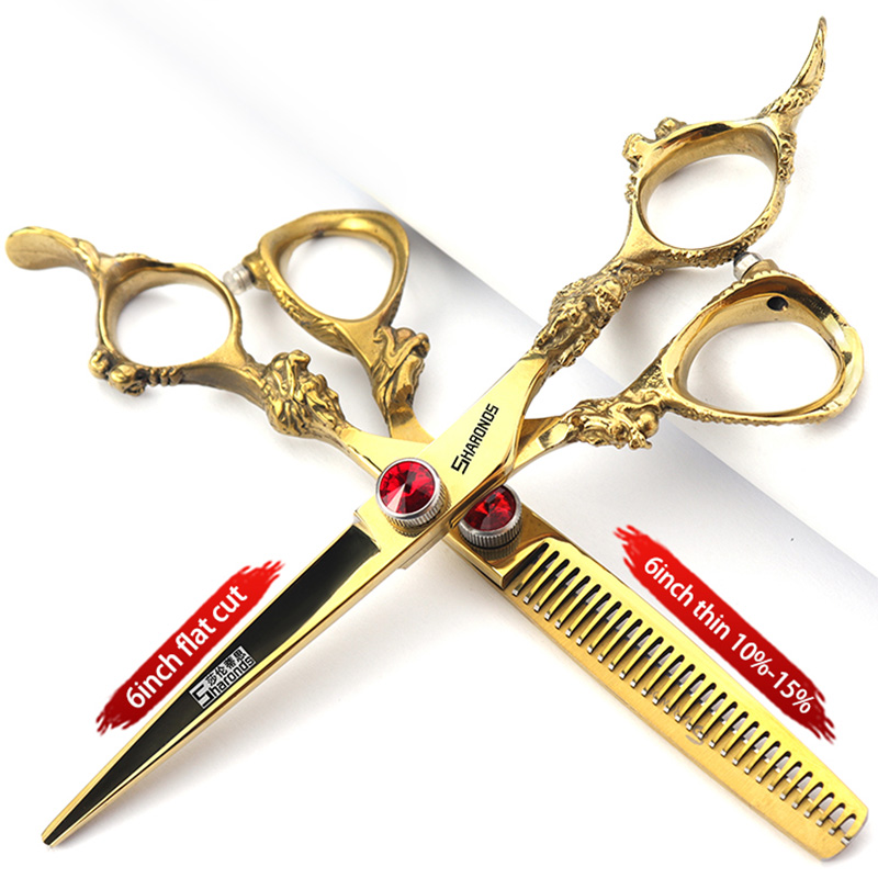 6- inch echte haarschaar, exclusief voor kappers in de kapsalon, tondeuseset met platte tanden, haarknipgereedschap