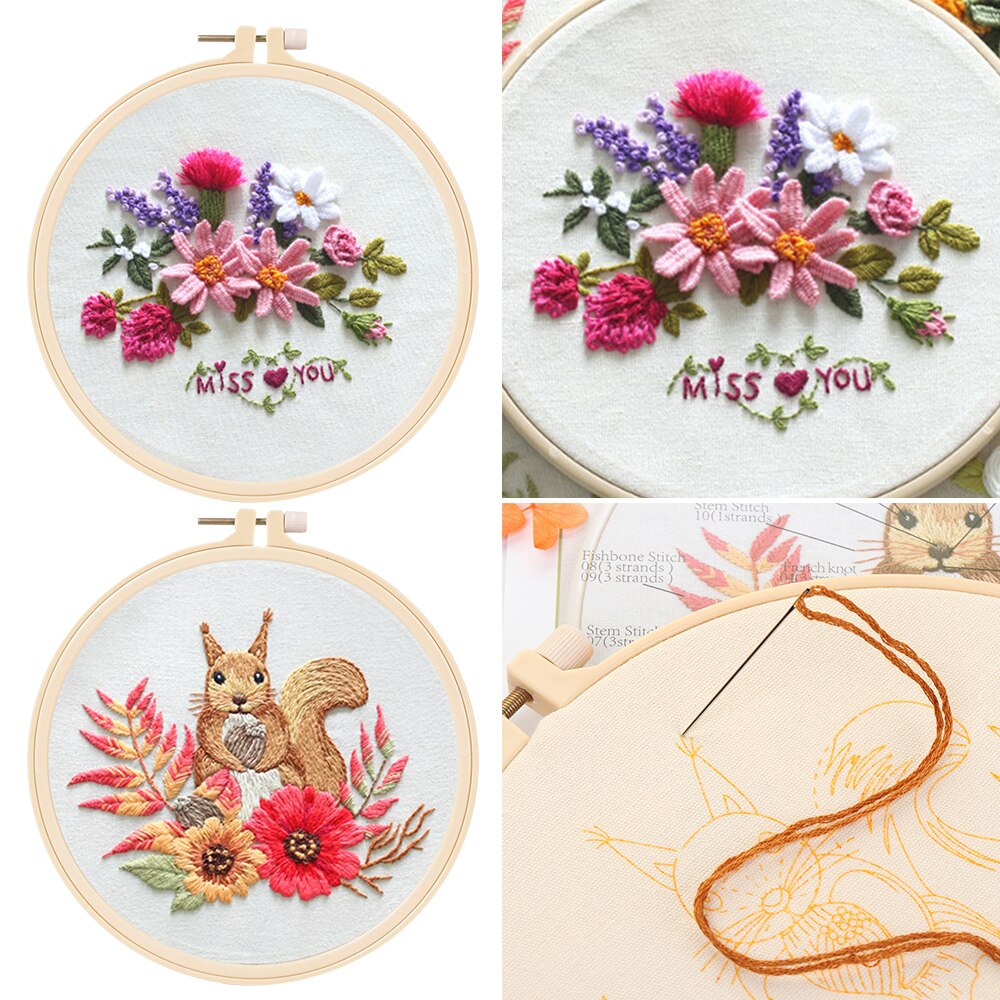 DIY Art Sewing Craft Circle Embroidery Kit Needlework Embroidery Cross Stitch Kits for Beginner Hand-stitched Home Decor