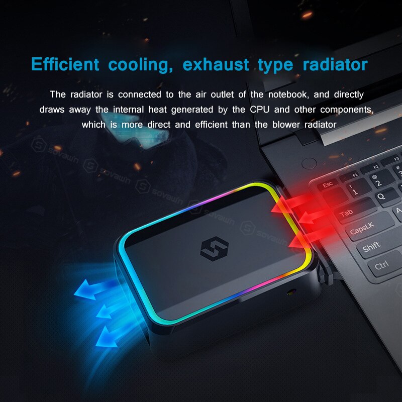 Enfriador para ordenador portátil, Ventilador de refrigeración para portátil de extracción externa de aire USB, Control inteligente, velocidad de temperatura ajustable para 15,6"
