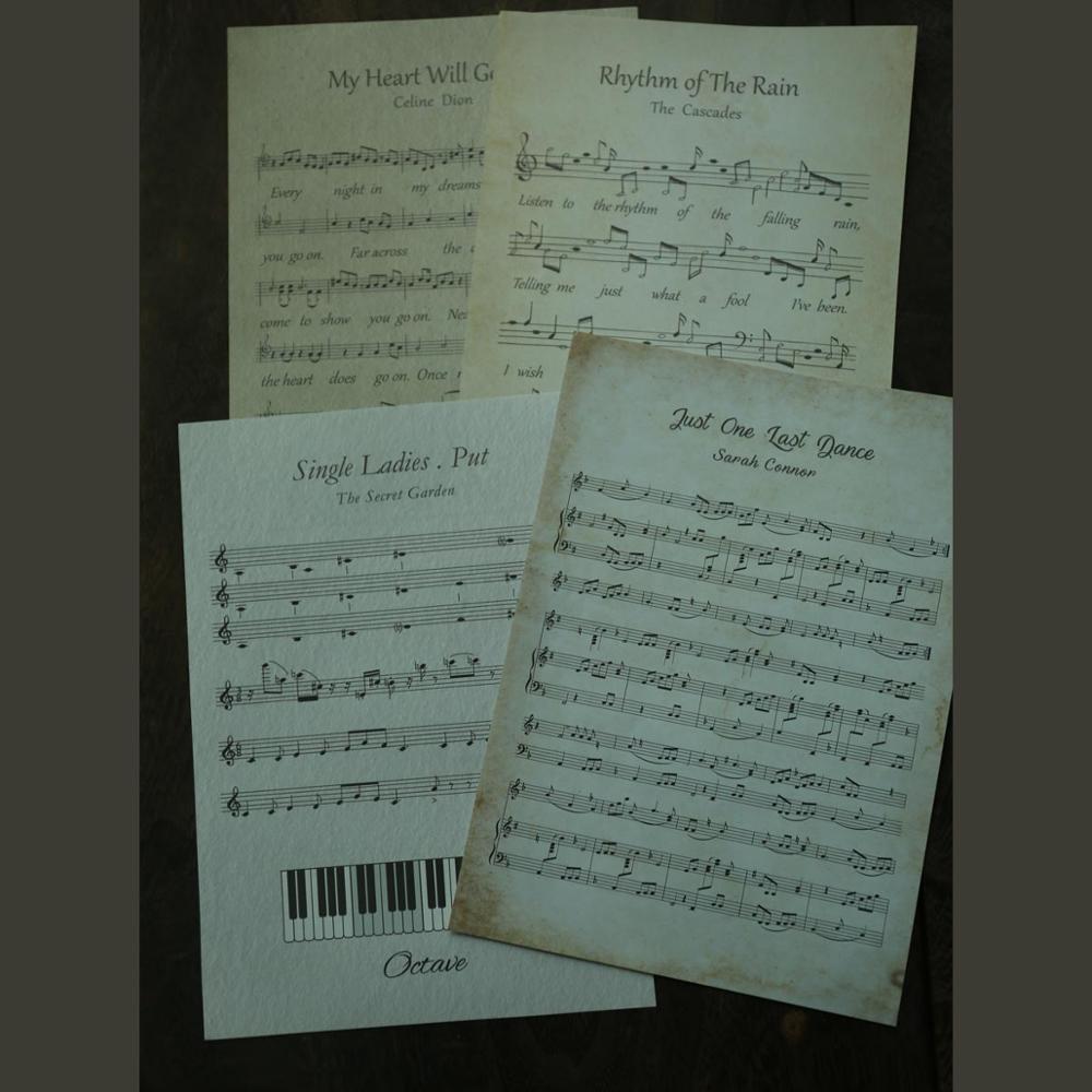 English Writing Paper Props Yellow Handwritten Vintage Retro Photography Props: Sheet Music