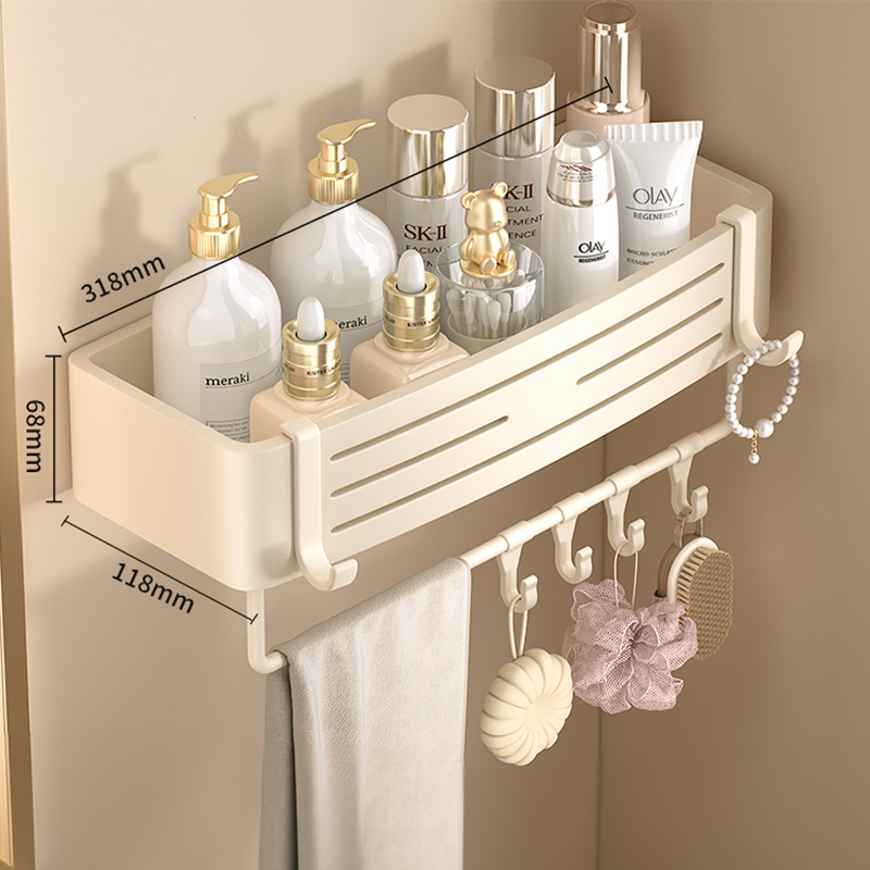 Kein Bohren, multifunktionales Organizer-Regal, selbstklebendes Lagerregal, große Wandbehang-Organizer, Dusch- und Shampoo-Gestell für Badezimmer: Burgunderrot