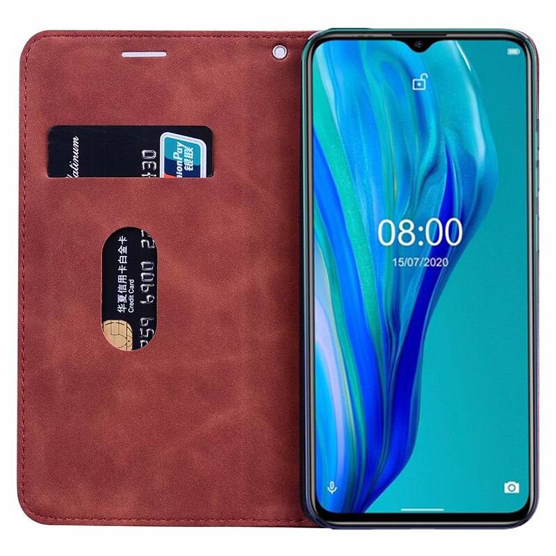 Lyxigt telefonhölster i läder för ulefone note 9p 8p 7p carcazas note 9p flip-fodral för capinha para celular ulefone note 9p etui: För ulefone note 9p / Xn brun