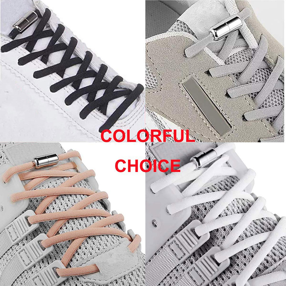 Elastische Geen Tie Schoenveters Ronde Metalen Lock Veters Voor Kinderen En Volwassen Sneakers Quick Schoenveters Halve Cirkel Shoestrings
