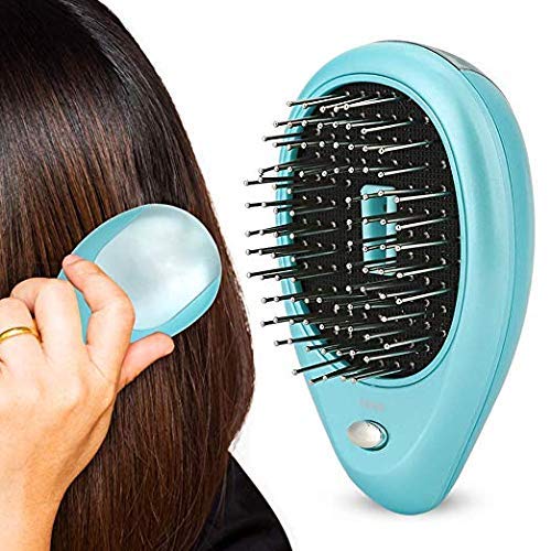 Mini peine eléctrico para el pelo cepillo de pelo de masaje, peine iónico negativo portátil para quitar el pelo, cepillo antiestático para el cabello para niñas: Green