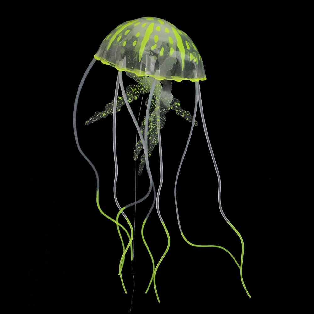 NICEYARD 1Pcs Aquarium Decor Ornament Silicone Simulated Jellyfish Glowing Artificial Vivid Jellyfish Fish Tank Decoration: YELLOW