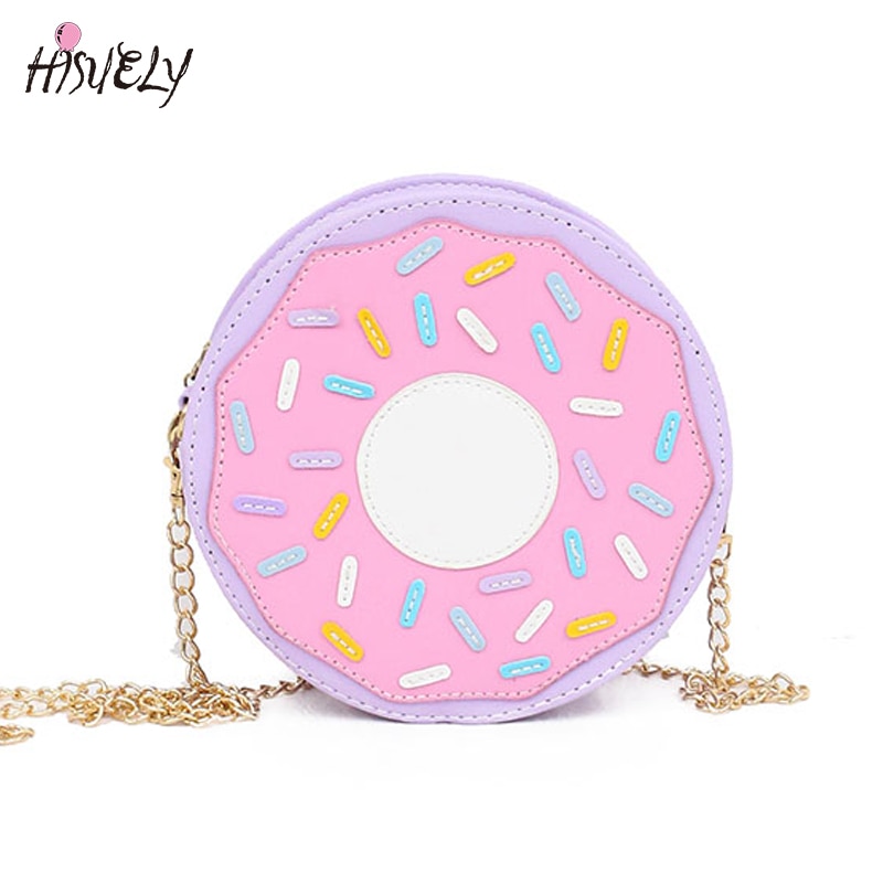 Donut Messenger Bag - 18x18x7cm - Chain Strap - Geometric Pattern - PU Leather