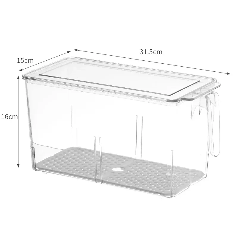 Keuken Voedselbewaardoos Koelkast Organizer Met Handvat Stapelbare Groente Fruit Opslagcontainers Huisorganisatie: green