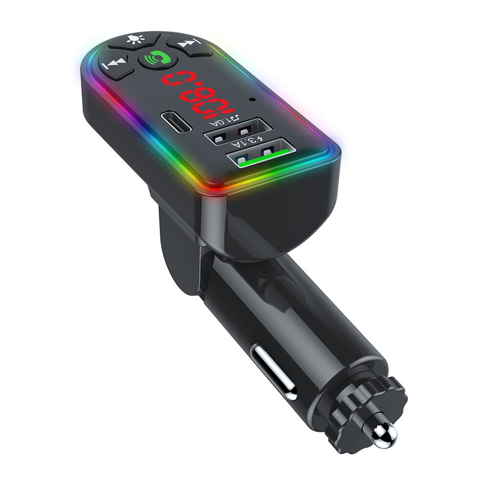 Bluetooth FM Transmitter F7 Colorful LED Backlight Wireless FM Radio Car Adapter Hands Free MP3 Player PD + 4.1A USB Charger