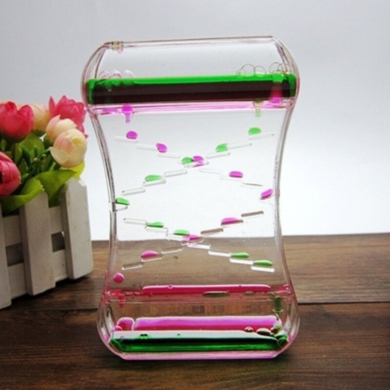 Dynamic Liquid Hour-glass Decompression Toy with 2 Color Flowing Oil Ornament for Killing Time Stress Relief GHS99: Red Green