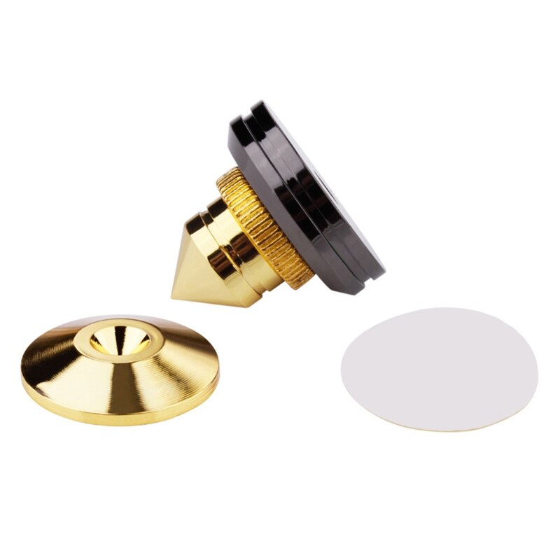 1 Set Speaker Spike Pad Golden Speaker Spike Isolation Stand Base Pad Feet Mat for Speaker Player Turntable Recorder