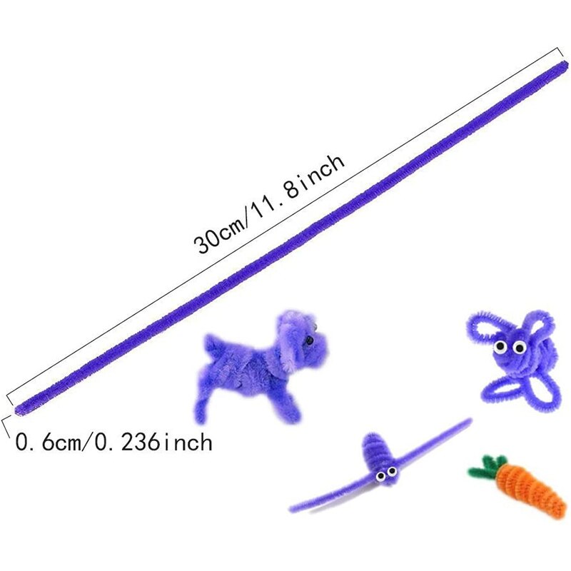 200 pezzi colori casuali scovolini stelo in ciniglia 6Mm x 12 pollici per decorazioni artigianali fai-da-te