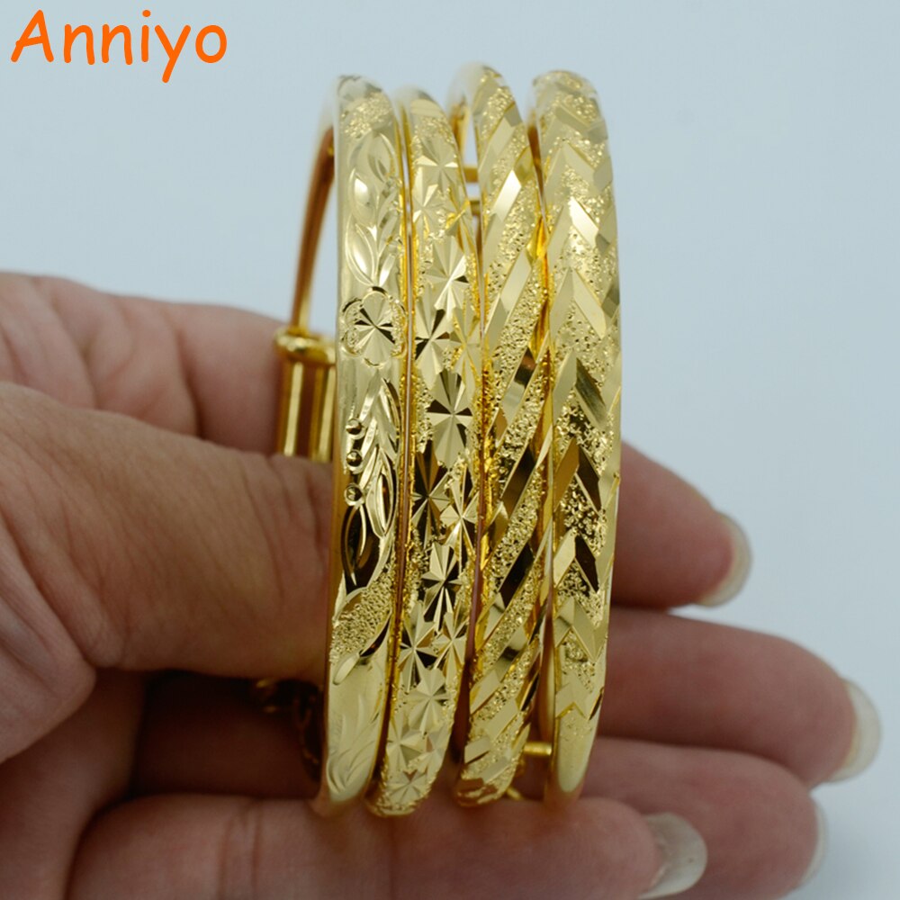 Anniyo bangle para mulheres moda gp pulseira adolescente cor ouro jóias 4 tamanho você pode escolher #000707