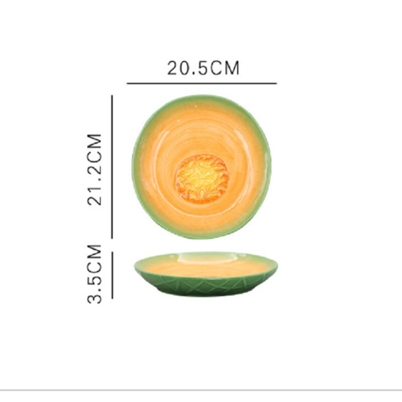 Plato de cerámica con forma de fruta, cuenco para ensalada, aperitivos de frutas secas y dulces, plato de aperitivos de rejilla, plato de cena japonés para niños