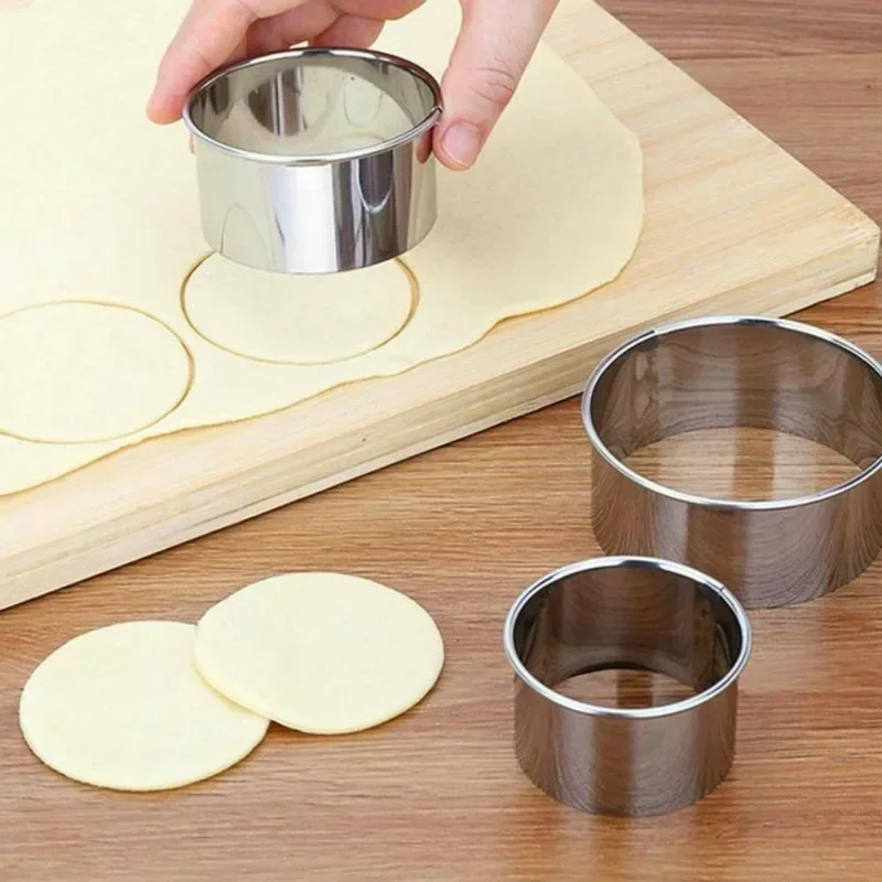 Juego de moldes redondos de acero inoxidable para cocina, cortador de galletas, repostería para hornear pasteles, albóndigas DIY, herramientas de corte de piel, 5 piezas por juego