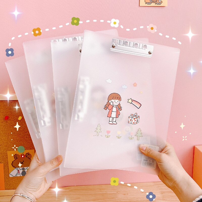 A4 Double File Folder Organizer Transparent Plastic Folder for Students with Double Strong Folder Office Supplies Stationery