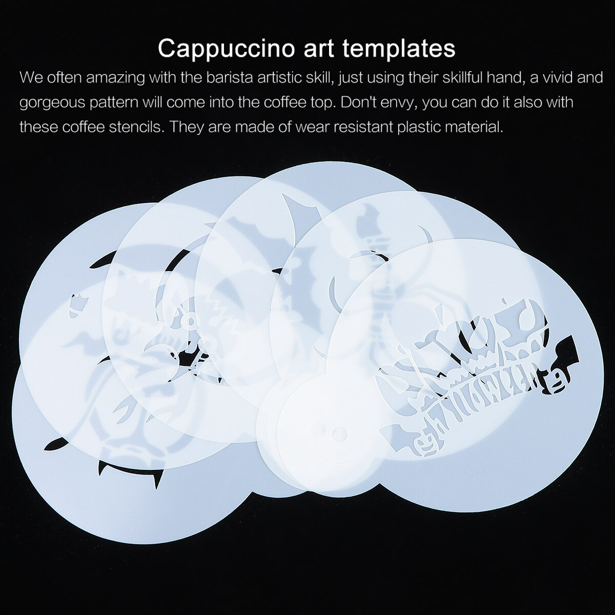 6pcs Coffee Stencils Cappuccino Coffee Milk Foam Latte DIY Stencils Printing Model Template for Bar