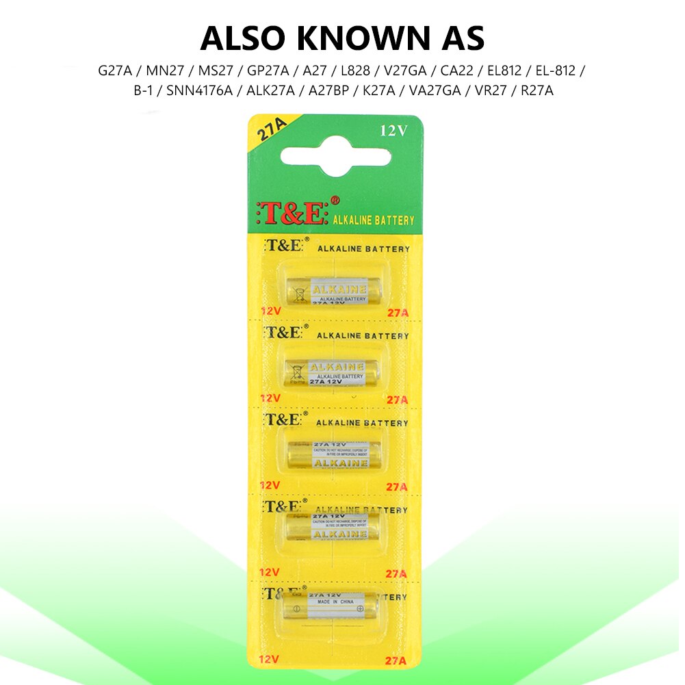 5x 12v 27A Remotes Controllers Battery G27A MN27 MS27 GP27A A27 L828 V27GA ALK27A A27BP K27A VR27 R27A Alkaline Dry Batteries