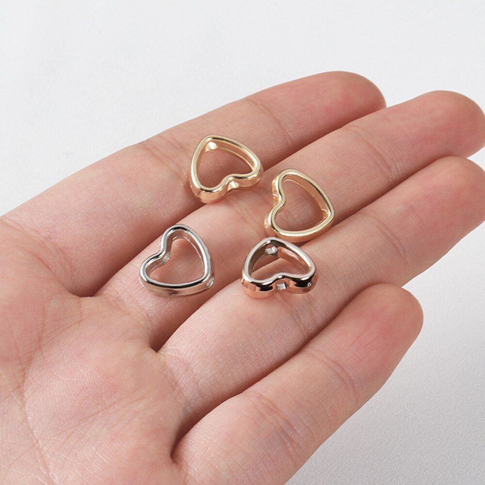 50 sztuk Love Heart dwa otwory CCB koraliki rama Spacer koraliki naszyjnik DIY złącza bransoletki wisiorki akcesoria do wyrobu biżuterii